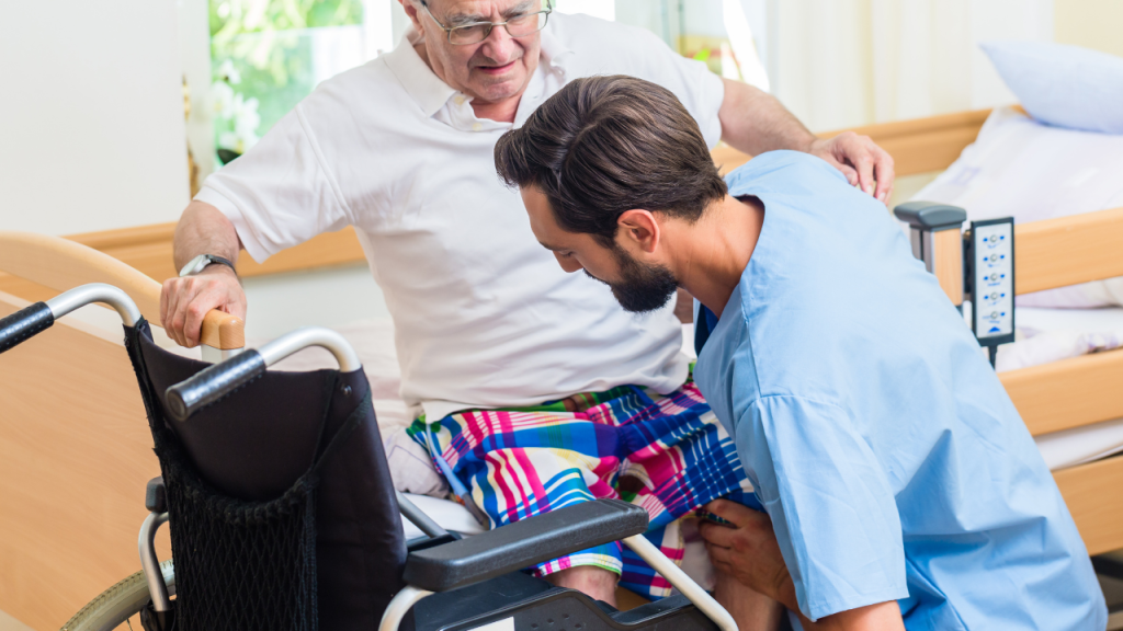 Carer assisting someone at home
